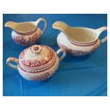 Cream and sugar and gravy boat homer Laughlin.