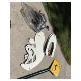 Reindeer crossing sign wood deer and pine cone