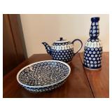 3 pieces boleslaweic polish stoneware