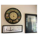 Clock and lighthouse wall art