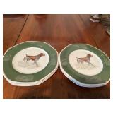 Bird dog dinner plates. Six