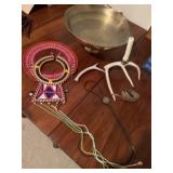 Antler candle holder handmade bead work large