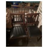 Four wooden padded seat vintage folding chairs