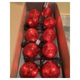 4 sets of blown glass red ornaments. String of 8