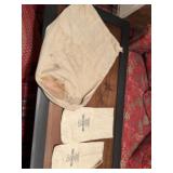 2 old canvas bank bags and other hag