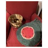Metal spittoon and 4 chair pads