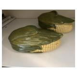 2 vintage corn dishes. And mug