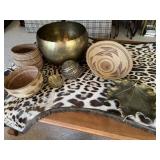 Large brass bowl, leaf and baskets and misc. HIDE