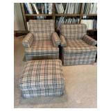 2 chairs and ottoman