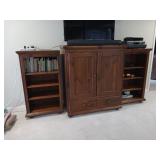 TV cabinet with two side shelves TV cabinet is 45