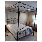 Black metal canopy bed queen size mattress is