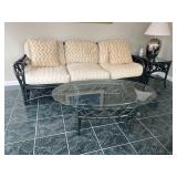 Ficks Reed Rattan style loveseat side table and