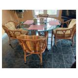 Bamboo/rattan dining table and 4 chairs. Cannot
