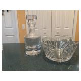 Ravenscroft decanter and rogasksa crystal bowl.