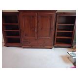 Solid TV cabinet with lower drawer two side