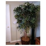 Large artificial tree small floor lamp