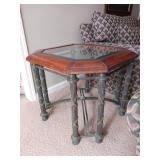 End table or occasional table metal glass and