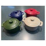 4 mini casserole pots with lids