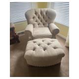 La-Z-Boy chair and ottoman. Chair leans back.