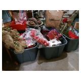 Four totes of Christmas decorations and more