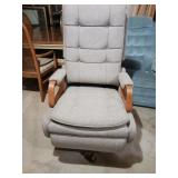 Gray cloth rocker recliner mechanically sound You