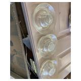 Three glass vintage chicken water bases