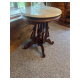 Antique oval parlor table with marble top