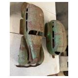 Antique pressed steel car and camper. Very poor