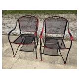 Pair of red and black chairs
