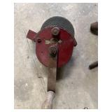 Antique prairie hand bench grinder and other