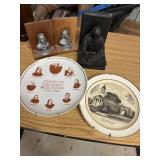 Book ends and souvenir Methodist plates
