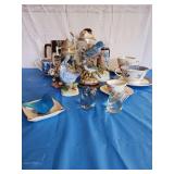 Knick knacks teacups and saucers Steins Birds