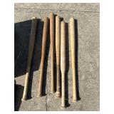 Six old baseball bats