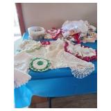 Hand crocheted doilies and other items large