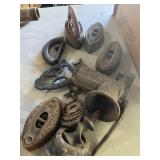 Sad irons and meat grinder