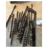 Vintage drills and auger bits and wood handle