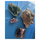 Fluorite, smoky amethyst and other as shown. This