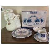 Snowman cookie jar and dishes