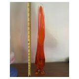 Vintage Viking orange drape swung vase. Stands