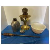 Vintage canteen, Onyx, egg, Pyrex bowl, knife,