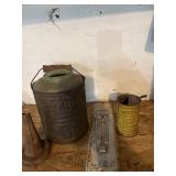 Antique/vintage diamond glass lined oil can with