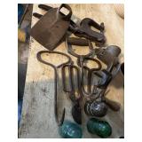 Antique/vintage hey hooks, insulator, HOE head,