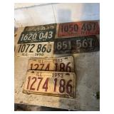 Vintage license plates 1950, 1952, 1953, 1954 and