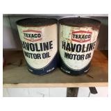 Two vintage Texaco Havoline motor oil full cans