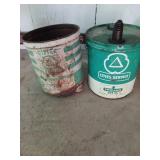 Vintage 5 gallon cities service cans one is gear