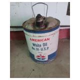 Vintage American white oil 5 gallon gas can
