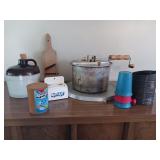 Vintage items small crock popcorn popper see