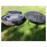 Fire pit with carrying case with handle