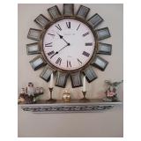 2 clocks silver clock is metal , Shelf and other