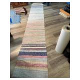 Old rag runner measures 13ï¿½ x 26ï¿½, hand knitted